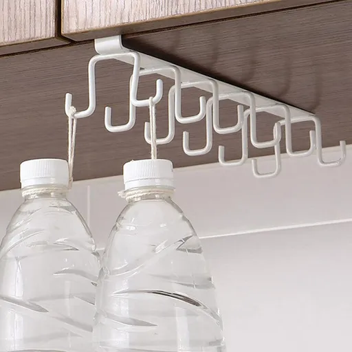 Mug Hooks Under Cabinet, Coffee Cup Cabinet No Drilling Hanger Hanging Cups Organizer for Kitchen Utensil Storage