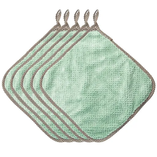5 Pack Thick Absorbent Dish Cloths, Reusable Kitchen Cleaning Towels for Dishes, Pots, Tables and Household Cleaning, Green
