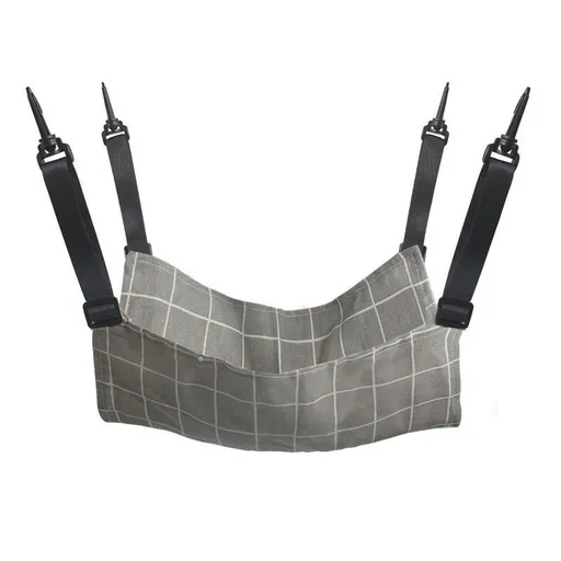 53x35cm Gray Plaid Adjustable Cat Hammock | Christmas Classic Airy Gift | Large Breathable Hanging Cat Bed for Cage & Playpen