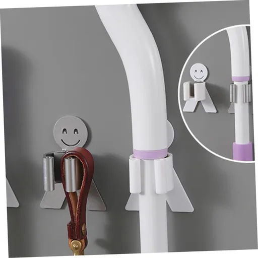 2 pcs Smile Shape Strong and Seamless Paste Mop Clip Bathroom Toilet Non-Slip and Waterproof Non-Perforated Mop Hook Hanger