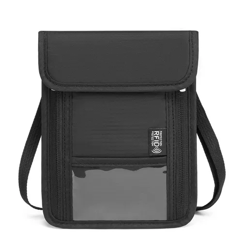 RFID Blocking Neck Wallet Small Crossbody Bag Travel Passport Holder Slim Minimalist Design Security Neck Pouch