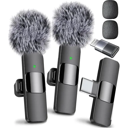 (Latest Model) - Professional Wireless Microphone for iPhone, iPad, Android, Lavalier Microphone for Video Recording - iPhone Mic Crystal Clear Recording with USB-C for Content Creators