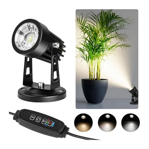Spot Lights Indoor Up Lights Indoor with Timer, 3W Floor Spotlight Indoor Uplighting, 3000K/4000K/5000K Light US Plug
