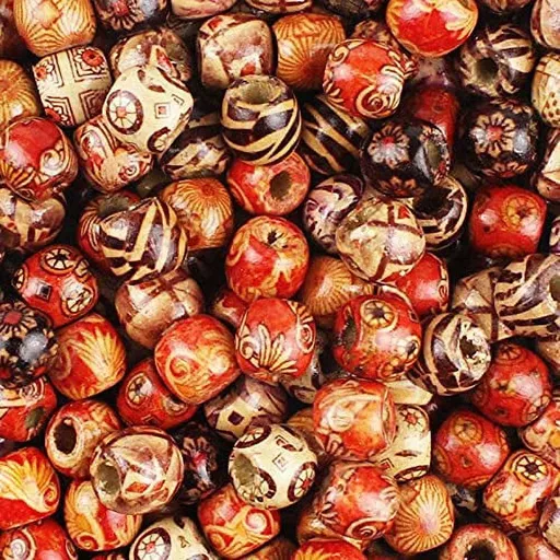 300pcs 12mm Painted Wooden Hair Beads,Round Loose Wood Beads Bulk for Braids,African Beads for Hair,Jewelry Making,Craft DIY,Macrame Rosary Bracelet Necklace Making