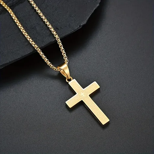 Titanium Steel Cross Necklace: Eternal Faith, Timeless Quality.golden