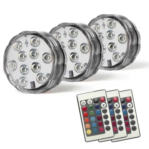 16 Colors 4 Modes Battery Powered Color Changing Waterproof LED Light Pucks for Pool Camping Bucket Bath Tub Decoration (3 Packs)