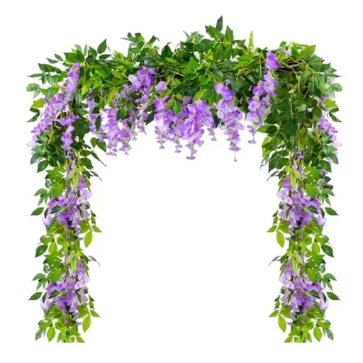 Artificial Flowers Wisteria Garland Vine Simulation Wreath Rattan Hanging Garland for Home Garden Ceremony Wedding Arch Floral Decor