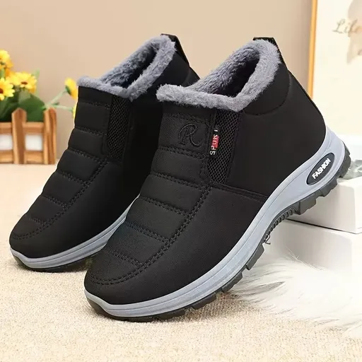 Unisex Furry-Lined Ankle Boots - Black - Size 9(AU9/EU40)