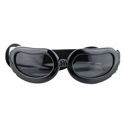 Foldable Pet Sunglasses for Small Dogs and Cats with UV Protection and Windproof Lens, Adjustable Elastic Strap Eye Wear for Car Rides, Outdoor Walks, Bike Rides and Photo Shoots (Black)