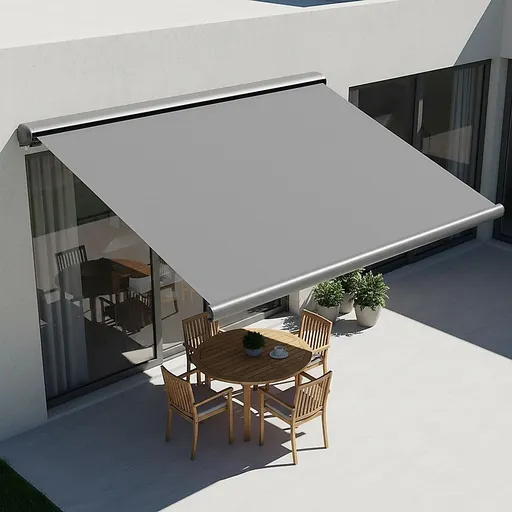 Motorised Retractable Awning – 4x3m Grey Full Cassette Design