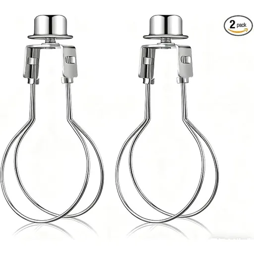 2 Pcs Bulb Lamp Shade Clip Adapter with Finial & Levellers, Light Shade Replacement Part, Silver