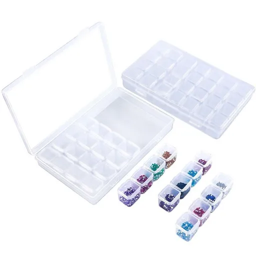 28 Grids Diamond Box, Diamond Painting Bead Storage Containers, Clear Plastic Jewelry Craft Storage Container, (White)