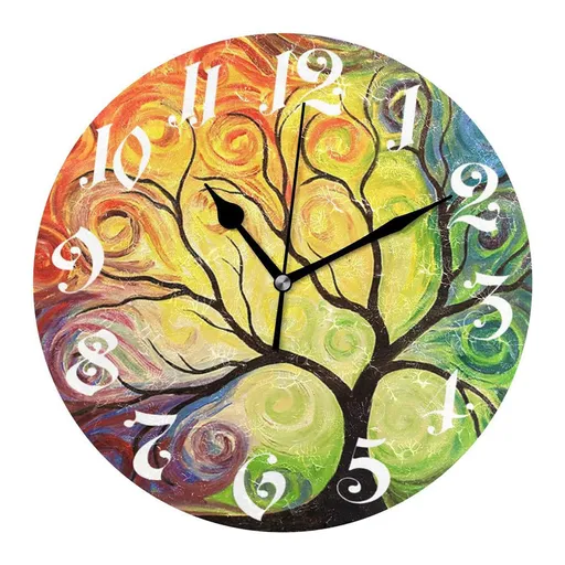 Wall Clock Modern Design Wooden Silent Precise Time Display Round Clock for Home Living Room Bedroom Office