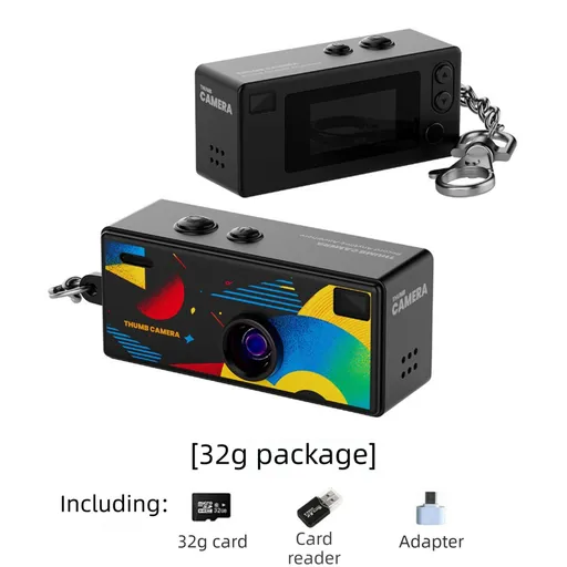 G6 Black Ultra-Mini Thumb Camera with 32GB Card, Card Reader & Adapter - HD Instant Pocket-Sized Action Cam for Students & Kids