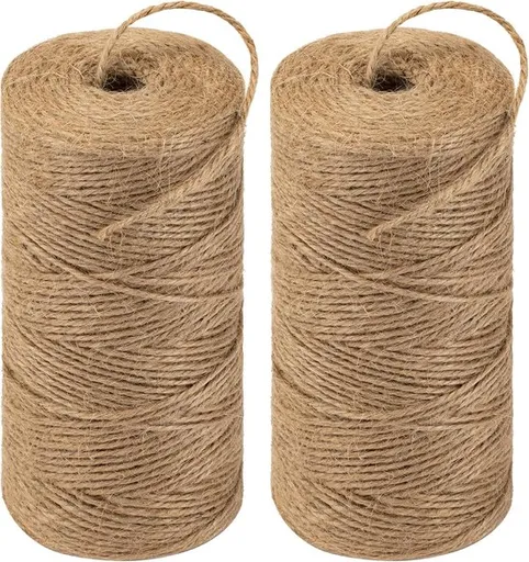 Jute rope - 2 rolls - 200m per roll - Brown - Suitable for gardening, crafts, gift wrapping, wedding decorations