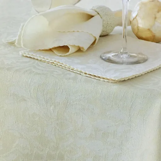 Damask Embossed Tablecloth 170 x 360 cm Ivory (aka Whisper White)
