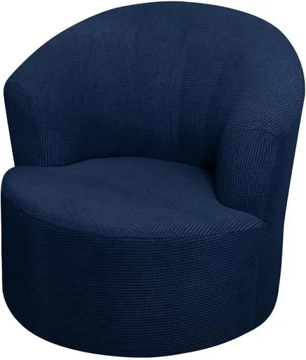 1 Pack Swivel Barrel Chair Slipcover Stretch Washable Furniture Protector for Round Club Accent Chairs Living Room Navy Blue