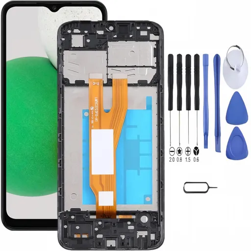 Samsung Galaxy A03 Screen Replacement with Frame, 6.5 Inch PLS TFT LCD Touch Digitizer, Complete Disassembly Repair Tool Kit for SM-A035F SM-A035M SM-A035U SM-A035W SM-A035G