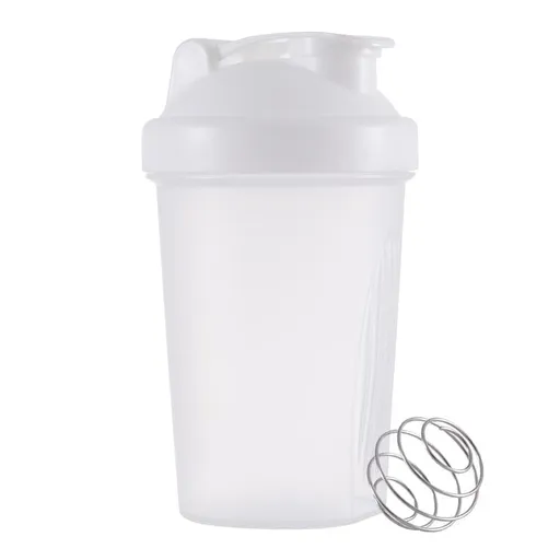 400ml Protein Shaker with Leak-proof Design, Stainless Steel Strainer and Measuring Scale, Multiple Colors, White