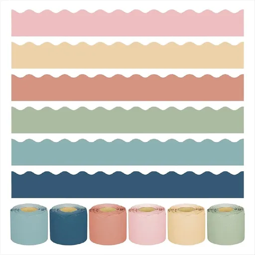 240Ft Boho Bulletin Board Borders Colorful Classroom Border Trim Scalloped Stickers Rolled 6 Rolls