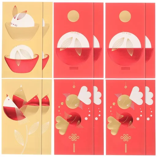 Traditional Chinese Red Envelopes for New Year Happiness 12Pcs