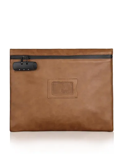 Heavy Duty Notary Bag, Notary Bag with Lock | Locking Zipper Bag for Notary Supplies and Valuables (Brown)