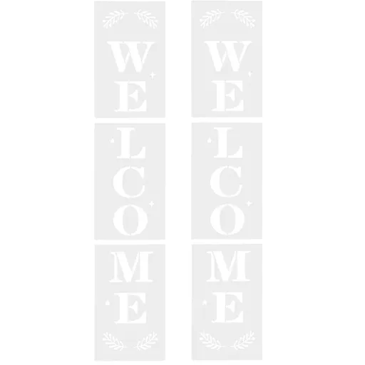 6pcs Welcome Home Painting Stencils Set for Wood Doors and Porch - Reusable Drawing Templates for Decor