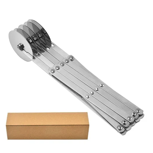 Multi-wheel Dough Cutter 5-Roller Retractable Stainless Steel Pizza Slicer Adjustable Pastry Knife for Bread Cookies Croissants Strips 0.51 to 4.72 Inches Wide Home