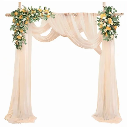 Wedding Arch Draping Fabric 29.5 Inch X 26.25Ft Sheer Curtain Drapes for Wedding Ceremony Arch Drapes Champagne