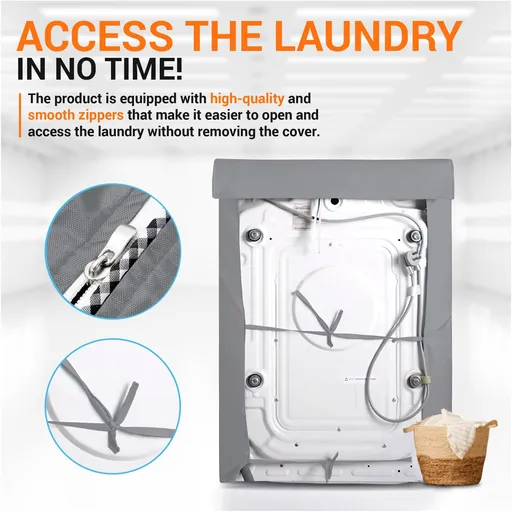 Washing Machine Cover,Washer/Dryer cover For Front-loading Machine Waterproof Dust-proof (XXL, Black)