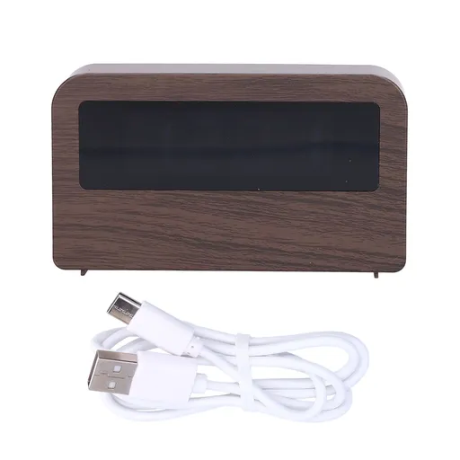 Wooden Clock Multifunctional Digital Backlight Environmental Friendly Compact Design Night LightWood Grain