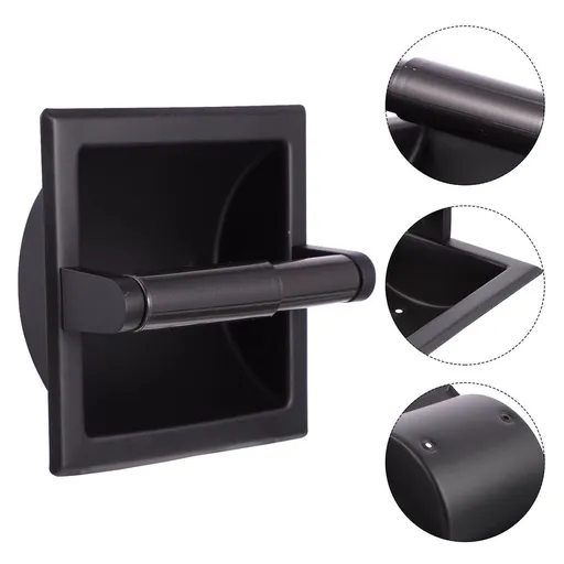 Black Stainless Steel Toilet Paper Holder with , Practical, and Simple Design for Bathroom Storage