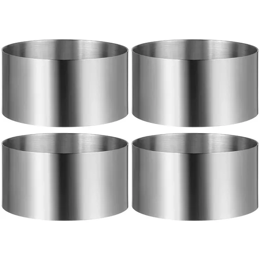 4 pcs Stainless Steel Round Cake Mold Mousse Mold Cake Ring Cookie Baking Mold Biscuit Making Tools (4x4x1.9inch)