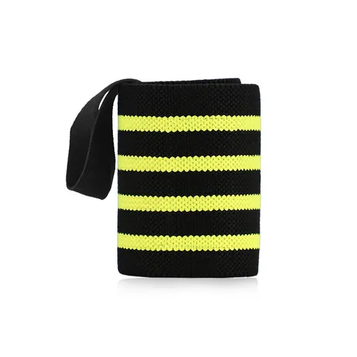 1Pc Adjustable Wrist Wraps for Weightlifting, Gym Training Wrist Support Straps for Men & Women, Fitness Strength Training Accessories - Yellow Striped