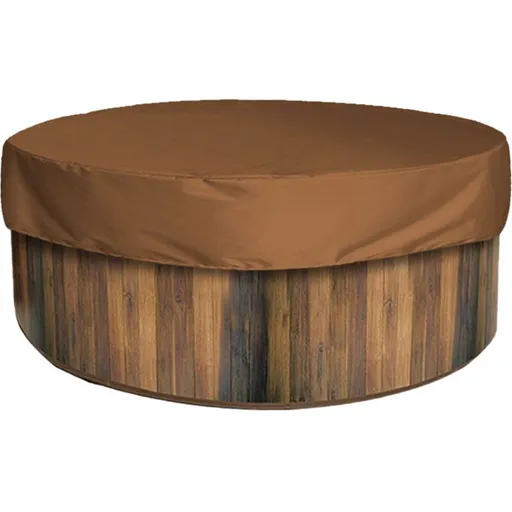 Round Spa Cover Waterproof 190T Brown, 215 x 70 cm
