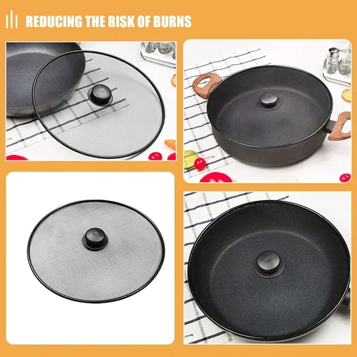 2-Pack Frying Pan Splatter Screens Stainless Steel 10-Inch Silver