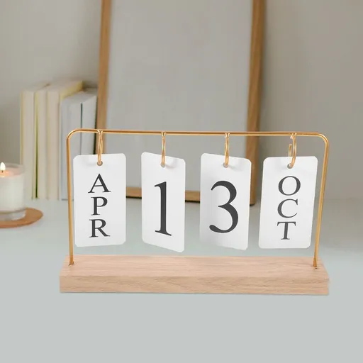 Reusable Wooden Standing Desk Calendar for Countdown and Desktop Decoration