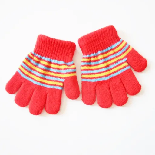 3 Pairs Winter Knitted Writing Gloves For Baby Boys and Girls Kids Stripe Mittens,1-5 Years Old /Toddle