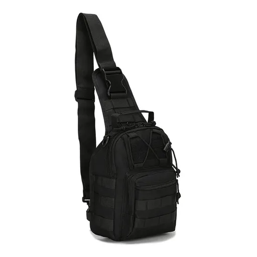 Tactical Sling Bag Classic Black 600D Waterproof Crossbody Backpack MOLLE EDC Shoulder Pack for Urban Hiking