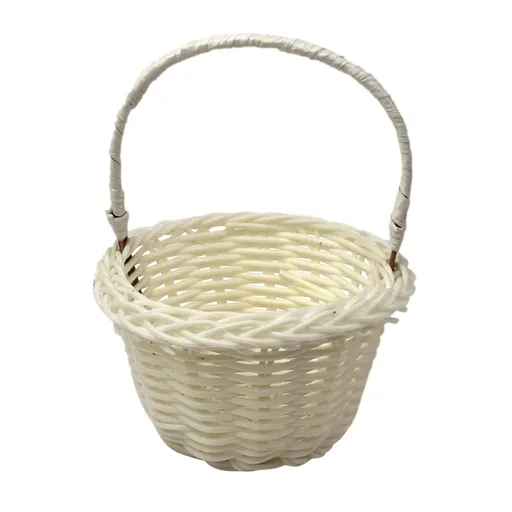 1 Piece Mini Wicker Flower Basket, Hand Woven Basket with Handle for Weddings Easter Decor and Kids Events, 3.14 x 1.96 x 5.51 in