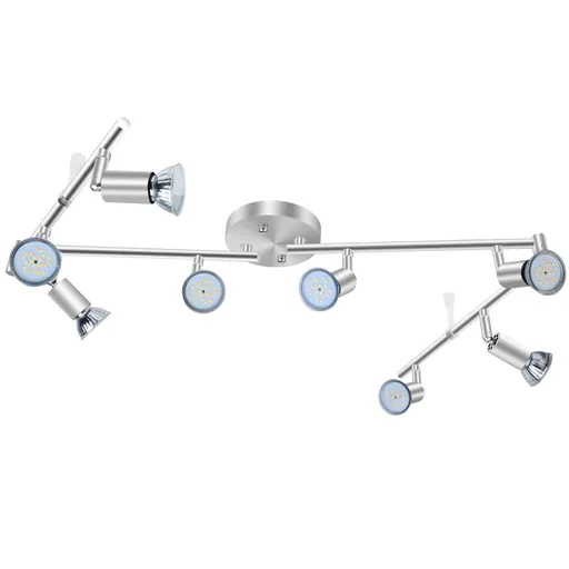 8 Lights LED Track Lighting Kit, Foldable Ceiling Spot Lighting with Flexibly Rotatable Head, Track Light for Kitchen Hallway Room Closet, GU10 Bulbs Not Included (Brush Nickel 8 Heads)