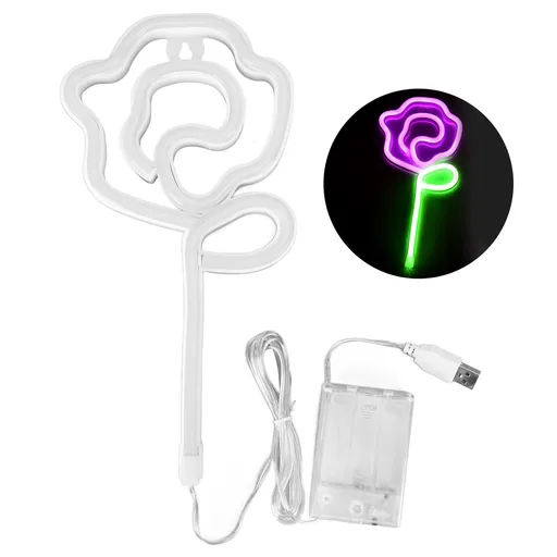 Neon Lights Rose Flower Style Valentine's Day Proposal Wedding Confession Scene Home Decoration LightsPink Light Green Light