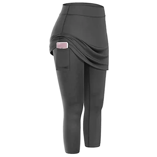 Women's High Stretch Yoga Pants Side Pocket Sports Running Fitness Casual Workout Pants - Gray M