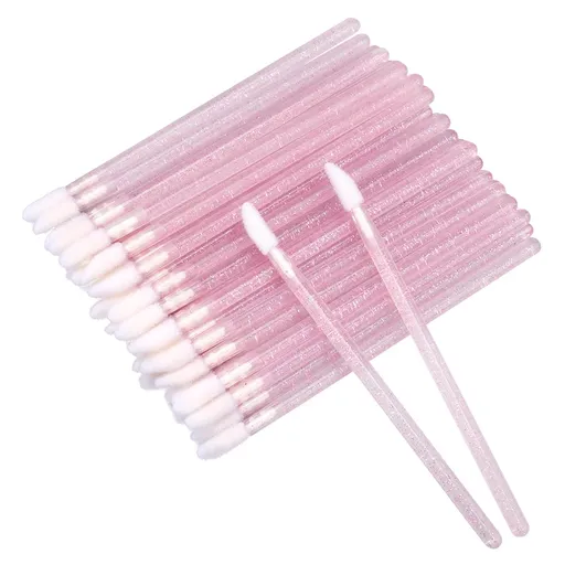 300PCS Lip Brushes, Crystal Disposable Lip Brushes, Glitter Lip Gloss Applicators, Lipstick Gloss Wands Applicator Makeup Tool Kits for Lipstick and Lip Gloss (Pink)