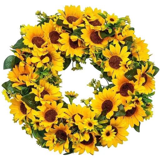 Realistic Sunflower Wreath, Faux Flower Ring Decoration, Perfect for Door and Window, Ideal for Celebrations and Everyday Use, Great for All Home Decor Enthusiasts