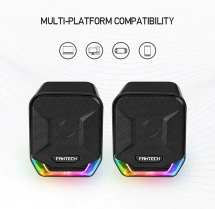 FANTECH SONAR GS202 Computer Speakers USB and 3.5mm RGB Mini Wired Speakers Acoustic Clarity for Desktop Computer Laptop