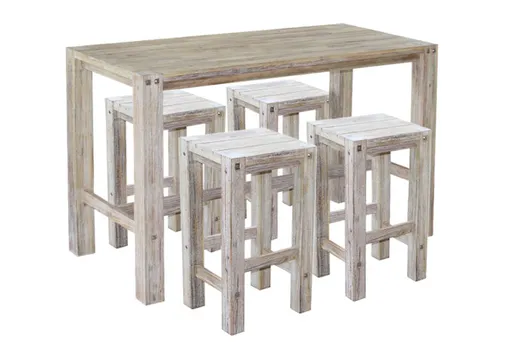 Sturdy bar table and bar stools (WHITE)