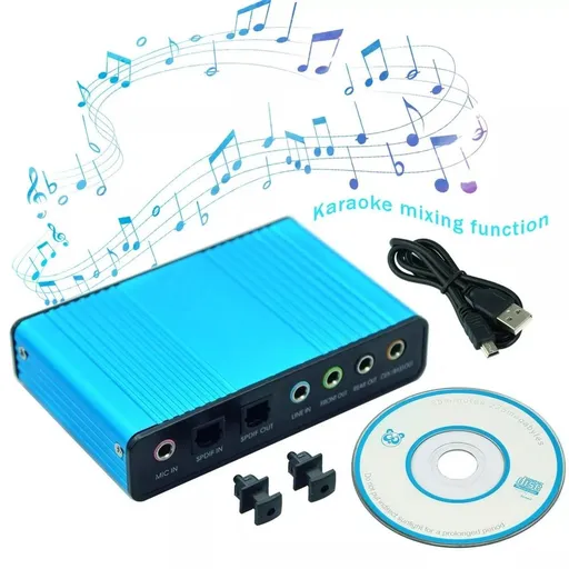 5.1 Channel USB External Sound Card with Optical Output, Surround Sound Adapter for PC, Laptop, and Desktop, Plug-and-Play, Supports Mixing and Karaoke Functionality