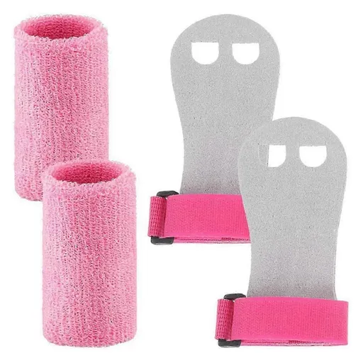 Gymnastics Wrist Grips with Wrist Support Anti-Slip Palm Guards for Training, Weightlifting, Cross Training and Fitness - Pink S