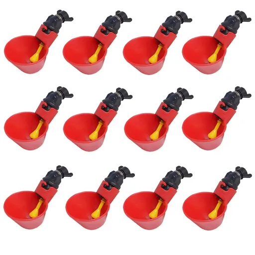 12pcs Chicken Waterer - Poultry Waterer Chicken Water Cups Automatic Nipple Cup Kit for Chicken Quail Drinker
